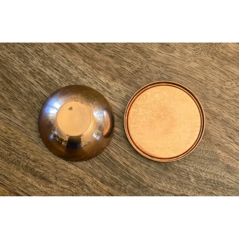 Vintage Copper Cloisonné Flower Enamel Trinket Dish